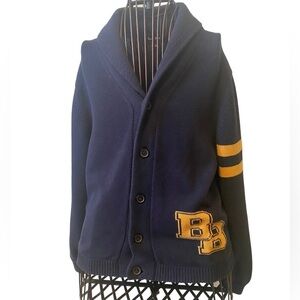 Brooks Brothers Navy and Yellow Shawl neck cardigan